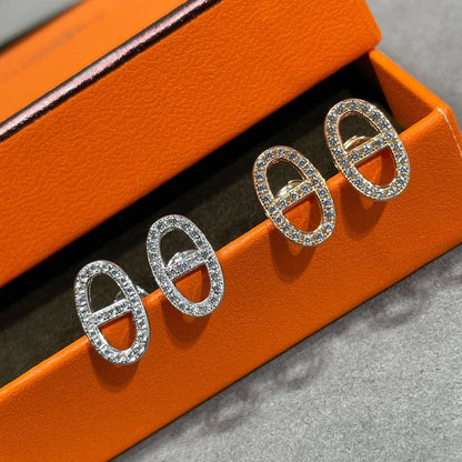 [Windsor Jewelry]HM FULL DIAMOND PIG NOSE STUD EARRINGS