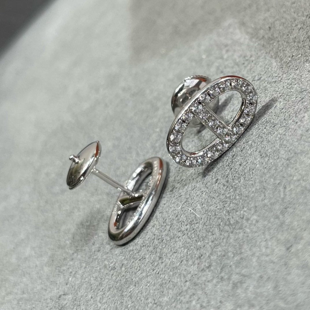 [Windsor Jewelry]HM FULL DIAMOND PIG NOSE STUD EARRINGS