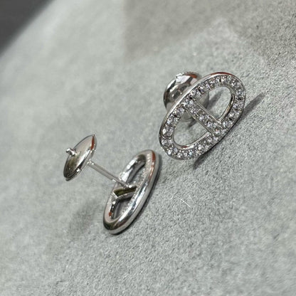 [Windsor Jewelry]HM FULL DIAMOND PIG NOSE STUD EARRINGS