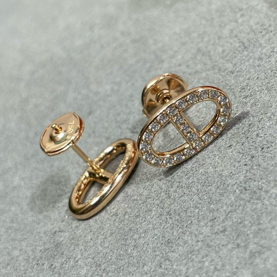 [Windsor Jewelry]HM FULL DIAMOND PIG NOSE STUD EARRINGS