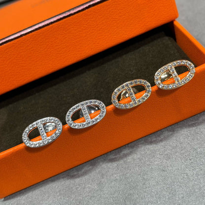 [Windsor Jewelry]HM FULL DIAMOND PIG NOSE STUD EARRINGS