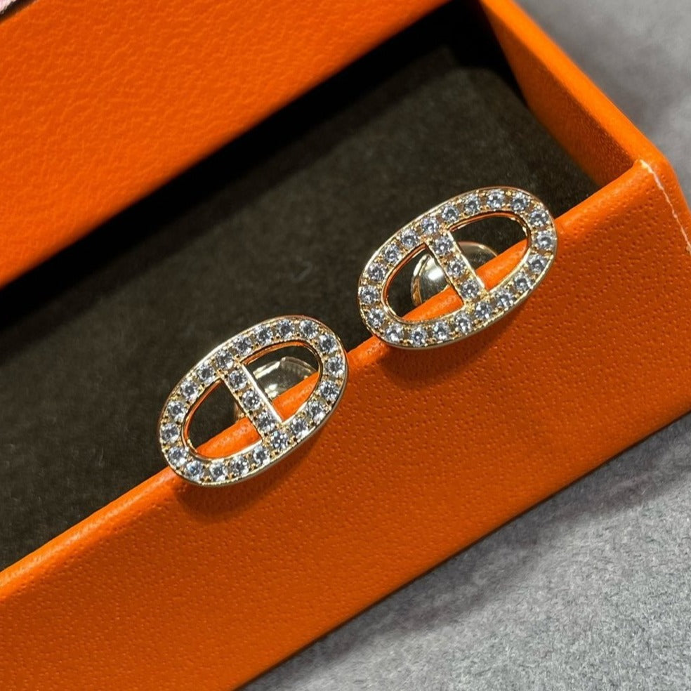 [Windsor Jewelry]HM FULL DIAMOND PIG NOSE STUD EARRINGS