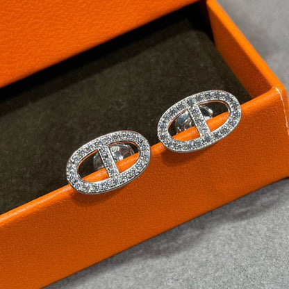 [Windsor Jewelry]HM FULL DIAMOND PIG NOSE STUD EARRINGS