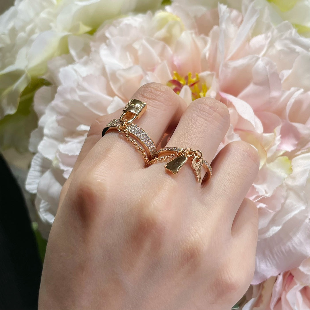 [Windsor Jewelry]HM KELLY CLOCHETTE DOUBLE RING IN  WITH DIAMONDS