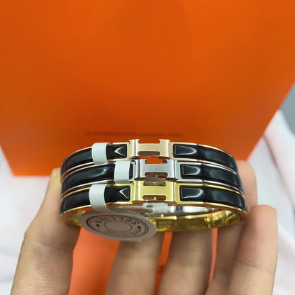 [Windsor Jewelry]CLASSIC HM CLIC BLACK 8MM ENAMEL BRACELET