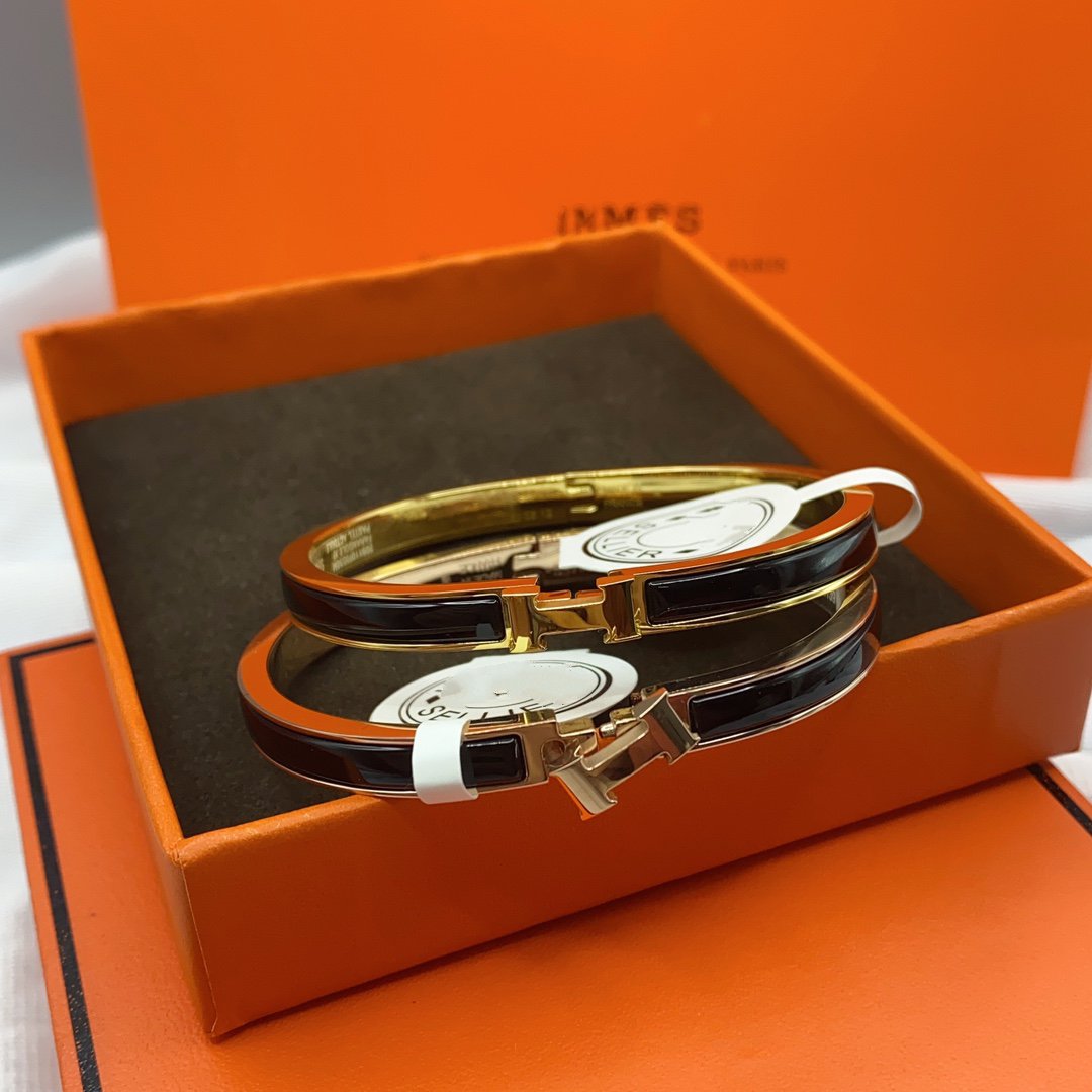 [Windsor Jewelry]CLASSIC HM CLIC BLACK 8MM ENAMEL BRACELET
