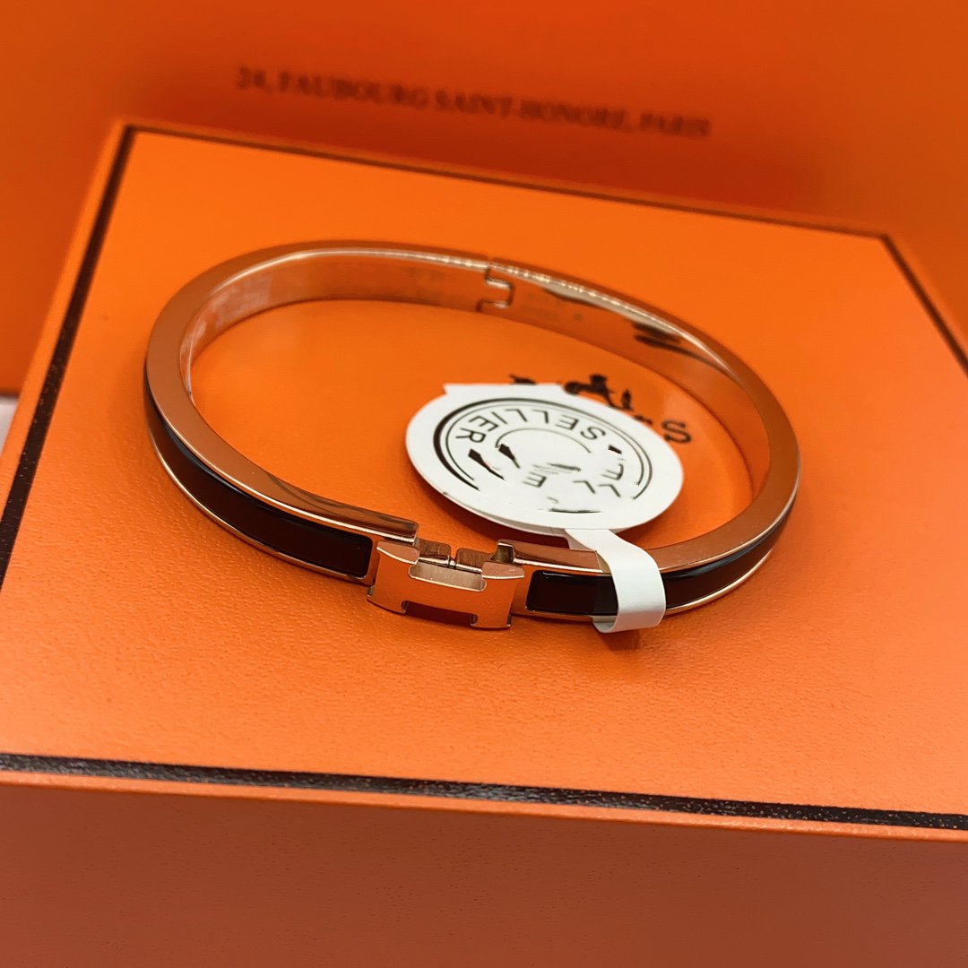 [Windsor Jewelry]CLASSIC HM CLIC BLACK 8MM ENAMEL BRACELET