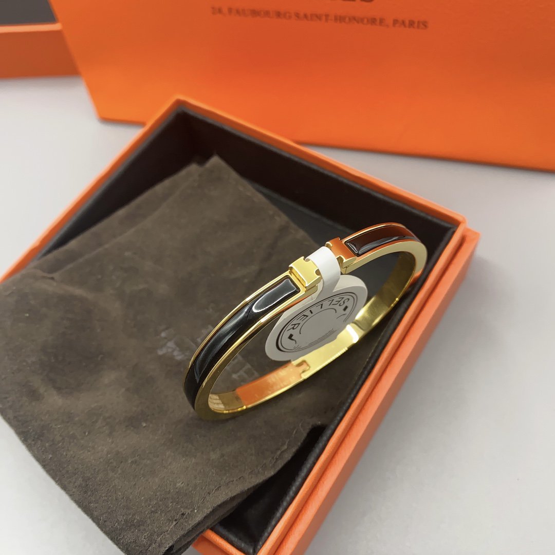 [Windsor Jewelry]CLASSIC HM CLIC BLACK 8MM ENAMEL BRACELET