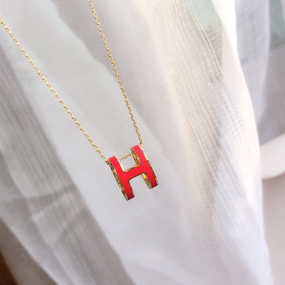 [Windsor Jewelry]HM CLIC RED ENAMEL GOLD NECKLACE
