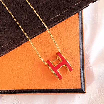 [Windsor Jewelry]HM CLIC RED ENAMEL GOLD NECKLACE