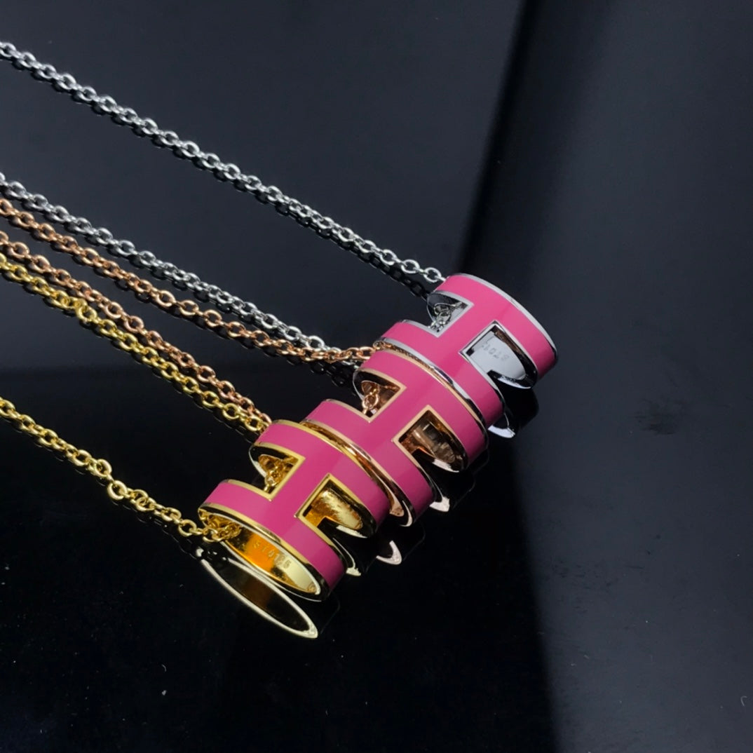 [Windsor Jewelry]H NECKLACE PINK