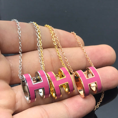 [Windsor Jewelry]H NECKLACE PINK