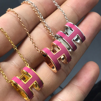 [Windsor Jewelry]H NECKLACE PINK