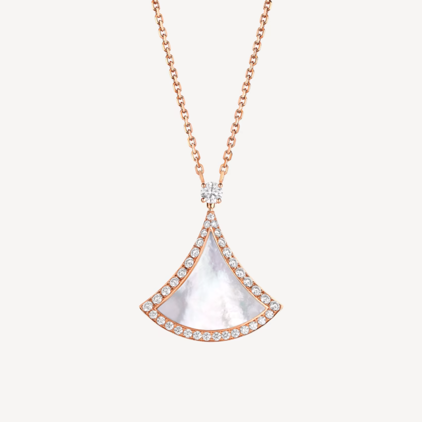[Windsor Jewelry]DREAM MOP DIAMOND PAVED PINK GOLD NECKLACE