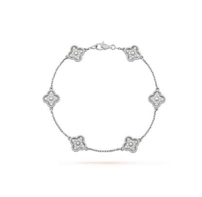 [Windsor Jewelry]CLOVER 6 MOTIF SILVER DIAMOND BRACELET