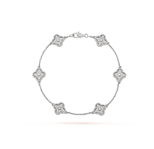 [Windsor Jewelry]CLOVER 6 MOTIF SILVER DIAMOND BRACELET