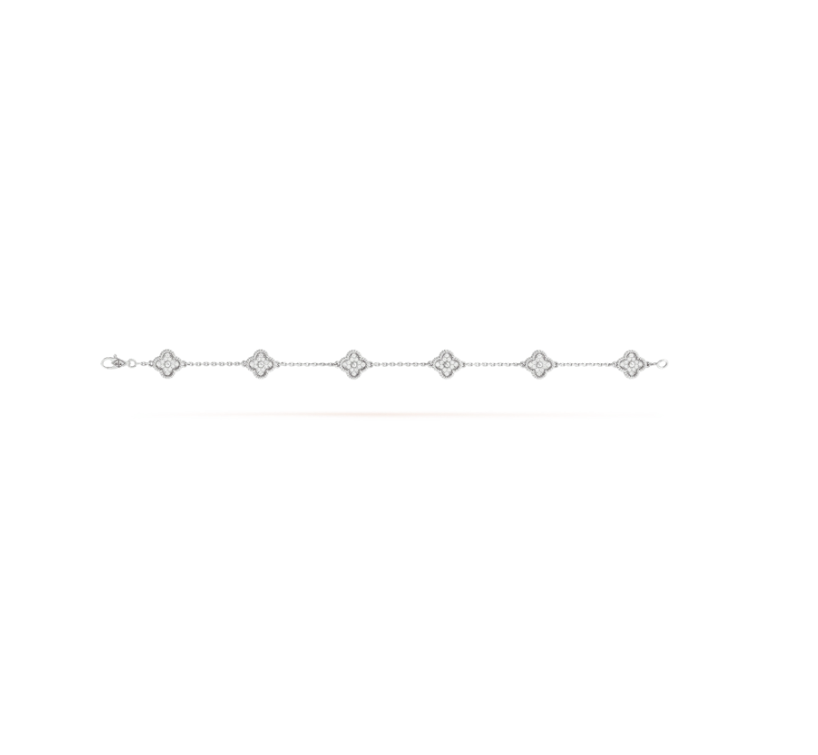 [Windsor Jewelry]CLOVER 6 MOTIF SILVER DIAMOND BRACELET