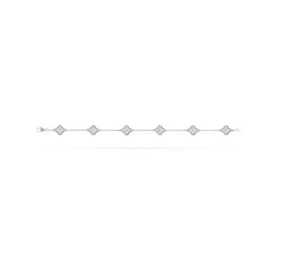 [Windsor Jewelry]CLOVER 6 MOTIF SILVER DIAMOND BRACELET