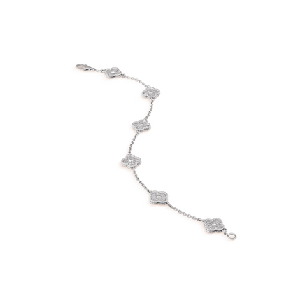 [Windsor Jewelry]CLOVER 6 MOTIF SILVER DIAMOND BRACELET