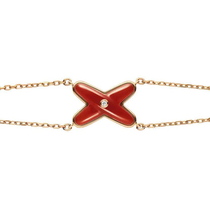 [Windsor Jewelry]JEUX BRACELET CARNELIAN PINK GOLD 1 DIAMOND