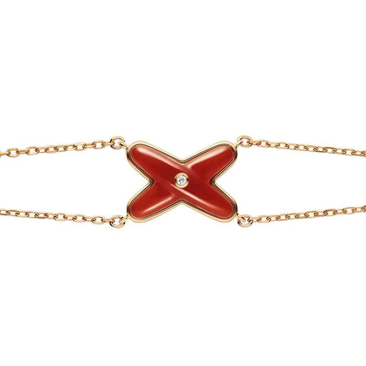 [Windsor Jewelry]JEUX BRACELET CARNELIAN PINK GOLD 1 DIAMOND