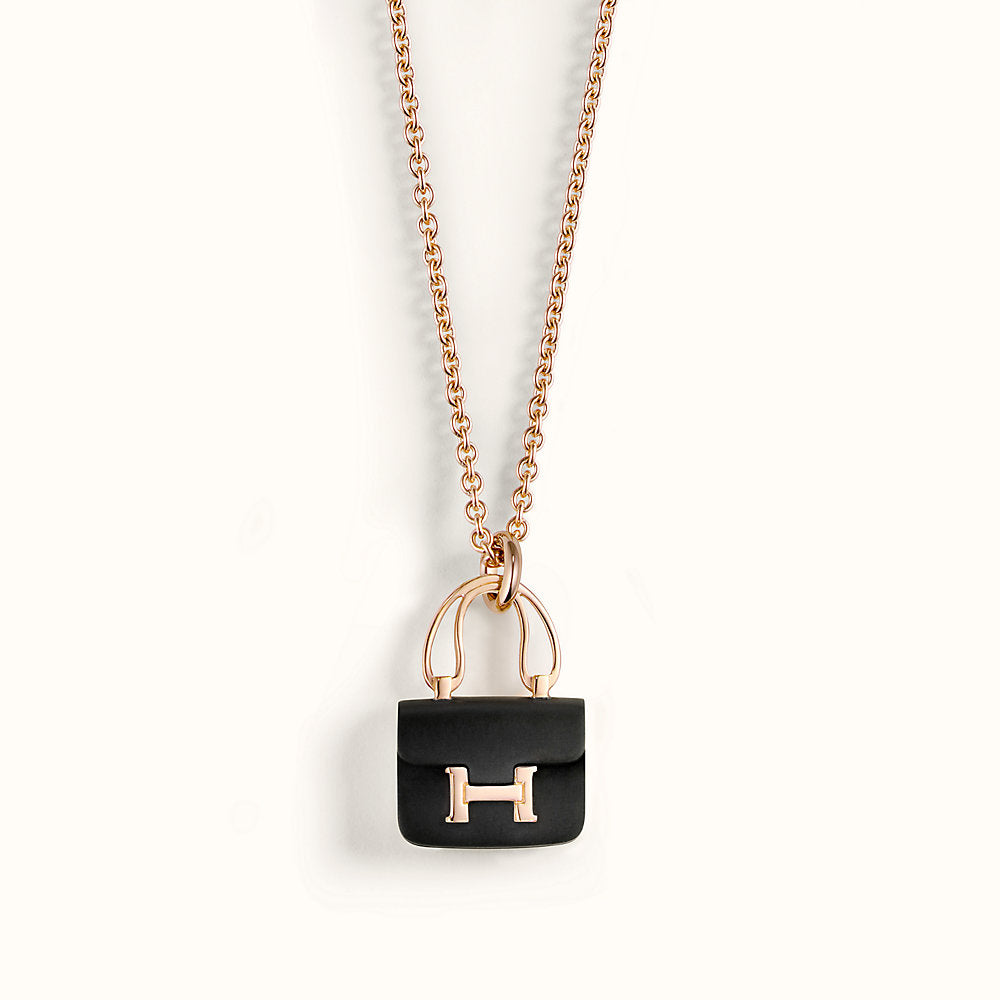 [Windsor Jewelry]CONSTANCE BLACK PEDANT PINK GOLD NECKLACE