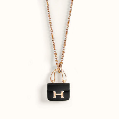 [Windsor Jewelry]CONSTANCE BLACK PEDANT PINK GOLD NECKLACE