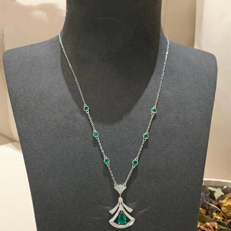 [Windsor Jewelry]DREAM NECKLACE MALACHITE DIAMOND SILVER