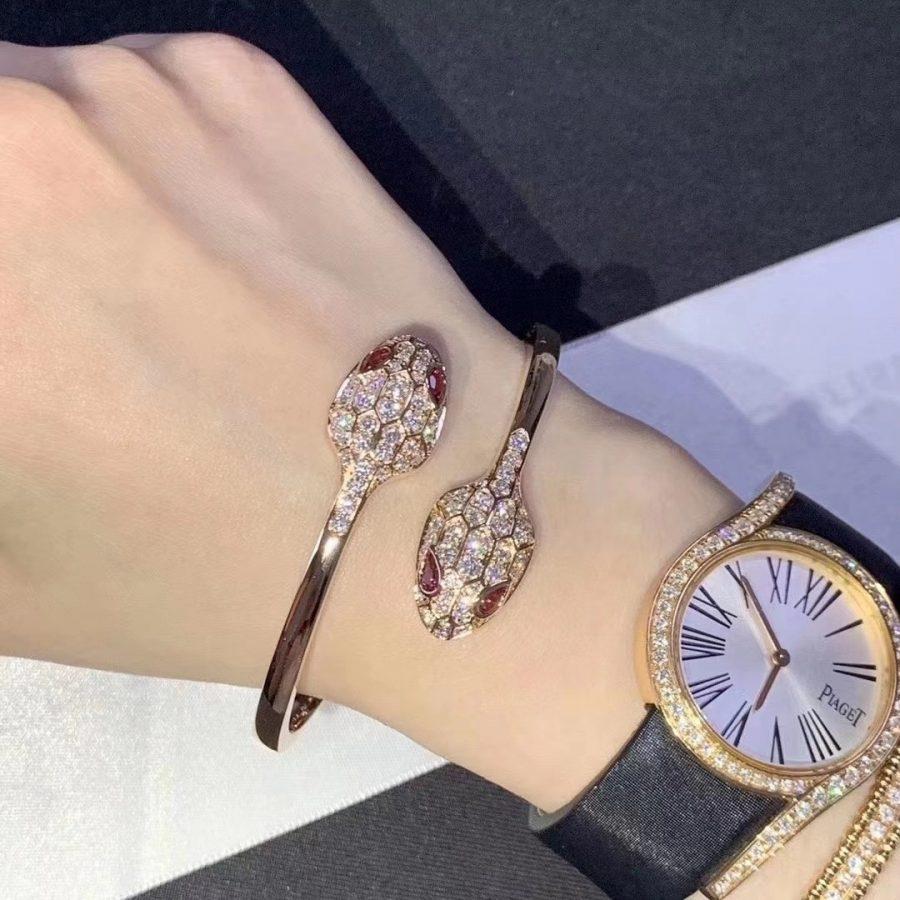 [Windsor Jewelry]SERPENTI BRACELET PINK GOLD DIAMOND DOUBLE SNAKE
