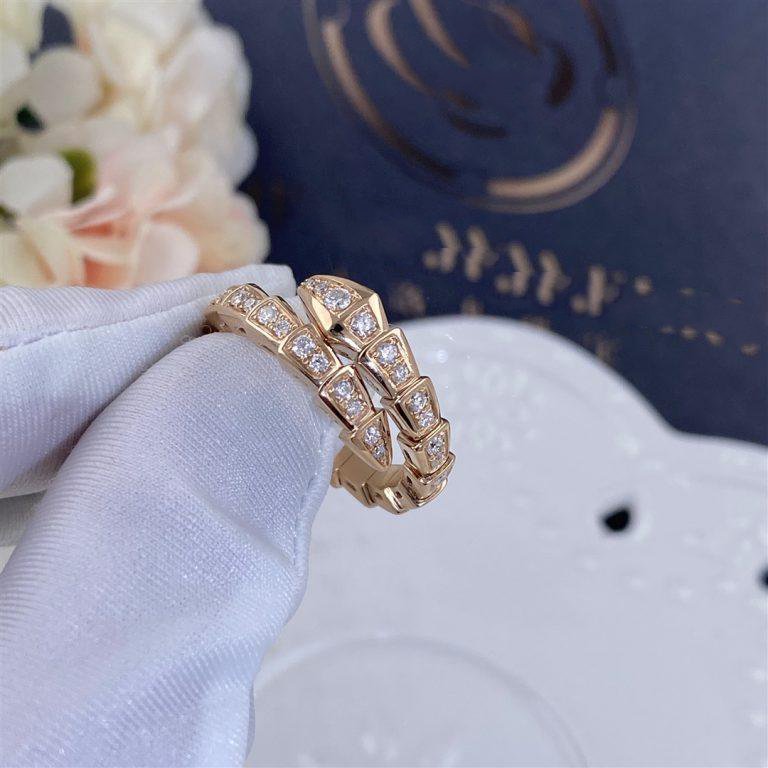 [Windsor Jewelry]SERPENTI RING PINK GOLD DIAMOND PAVED 4MM
