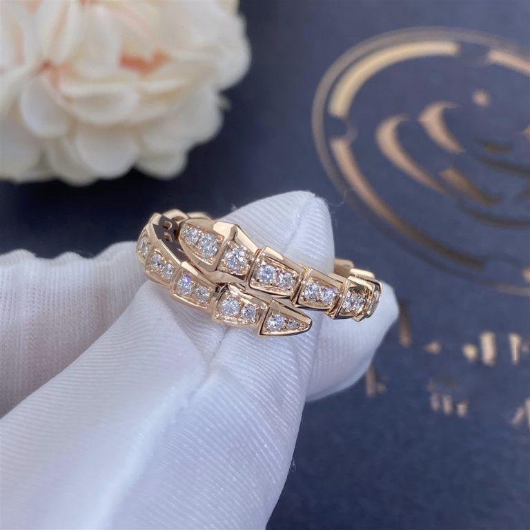 [Windsor Jewelry]SERPENTI RING PINK GOLD DIAMOND PAVED 4MM