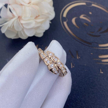 [Windsor Jewelry]SERPENTI RING PINK GOLD DIAMOND PAVED 4MM