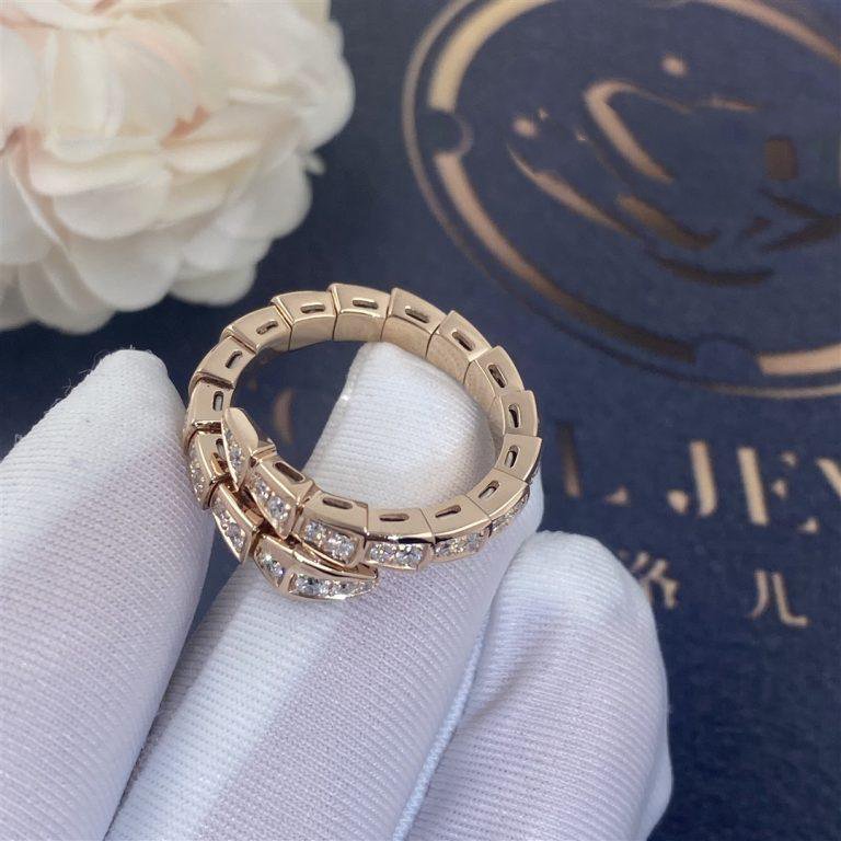[Windsor Jewelry]SERPENTI RING PINK GOLD DIAMOND PAVED 4MM