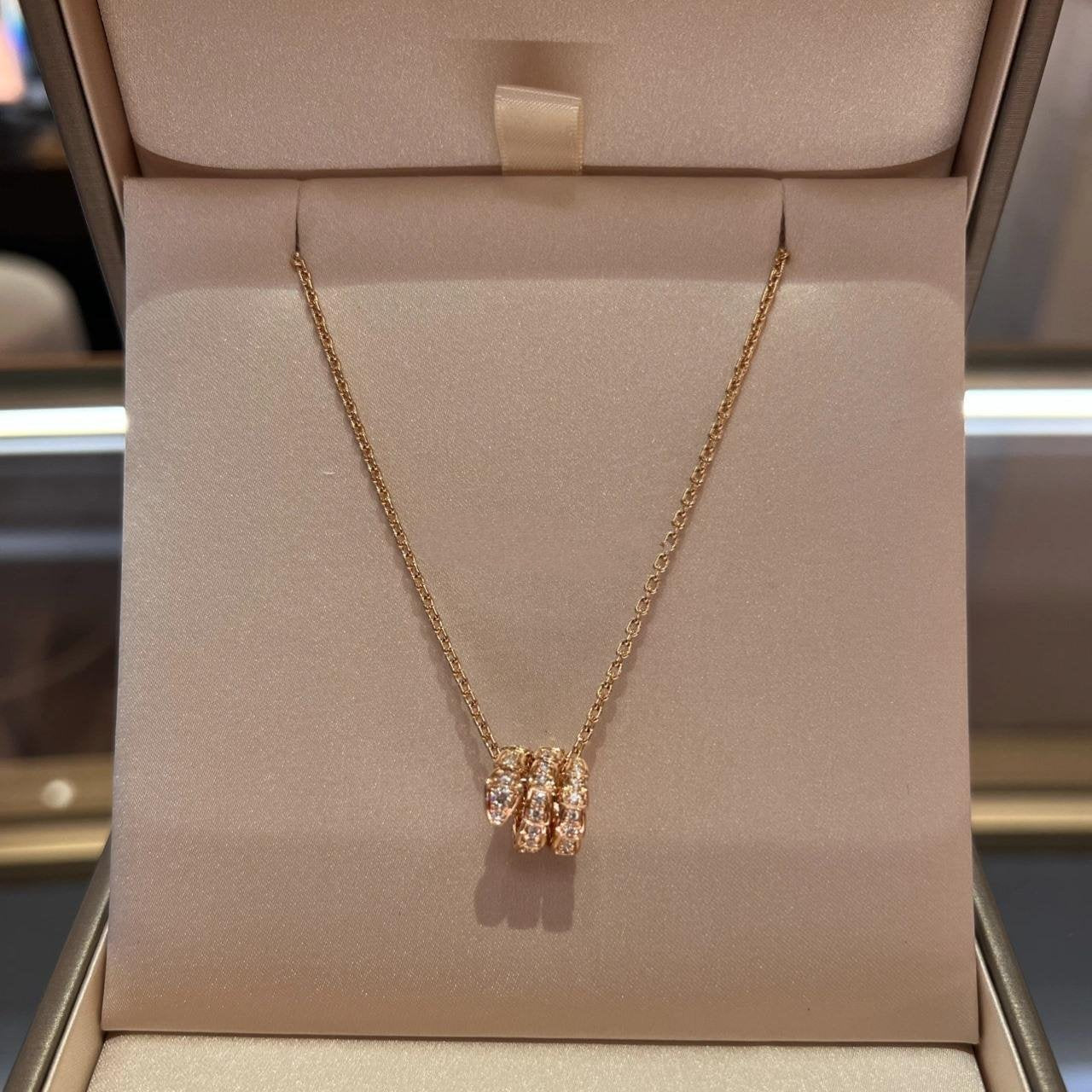 [Windsor Jewelry]SERPENTI PINK GOLD NECKLACE DOUBLE RING DIAMOND