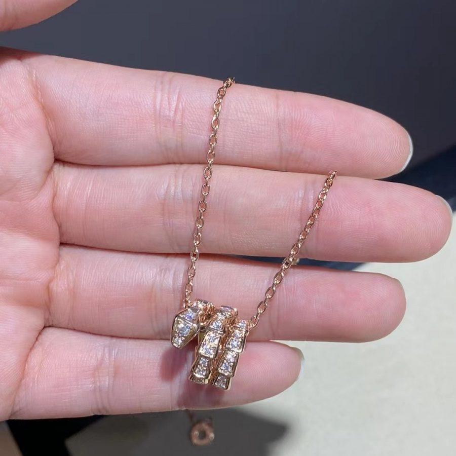 [Windsor Jewelry]SERPENTI PINK GOLD NECKLACE DOUBLE RING DIAMOND