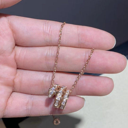 [Windsor Jewelry]SERPENTI PINK GOLD NECKLACE DOUBLE RING DIAMOND