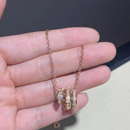[Windsor Jewelry]SERPENTI PINK GOLD NECKLACE DOUBLE RING DIAMOND