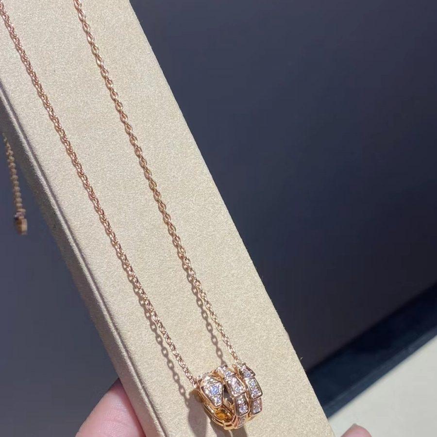 [Windsor Jewelry]SERPENTI PINK GOLD NECKLACE DOUBLE RING DIAMOND