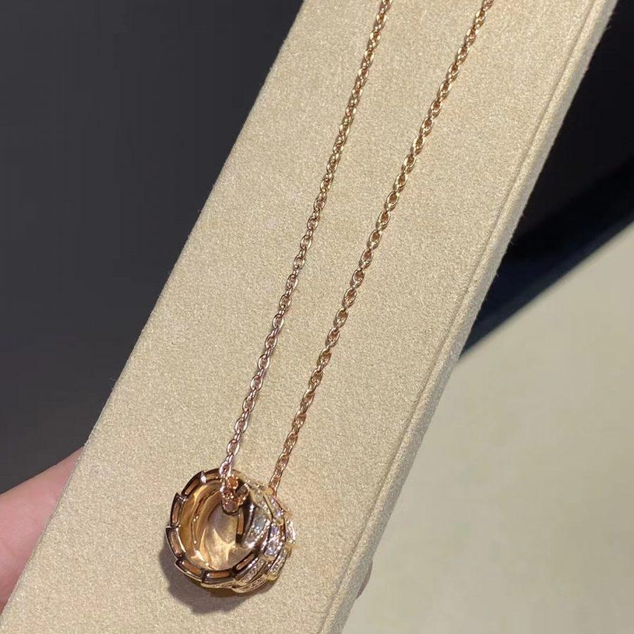 [Windsor Jewelry]SERPENTI PINK GOLD NECKLACE DOUBLE RING DIAMOND
