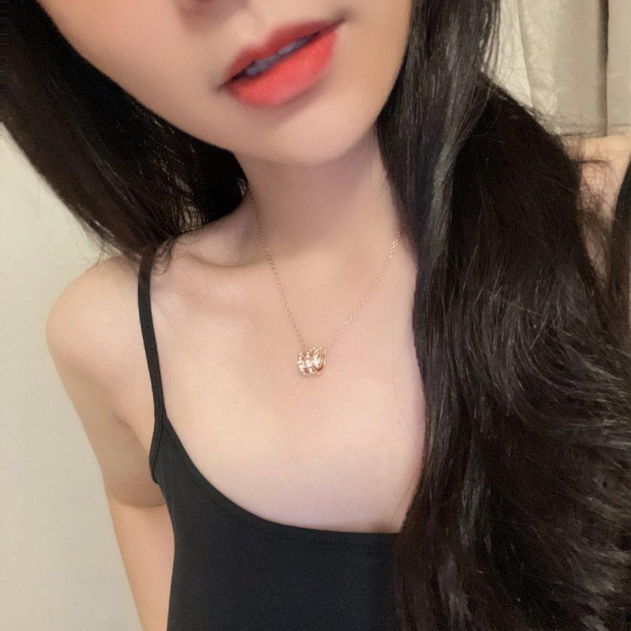 [Windsor Jewelry]SERPENTI PINK GOLD NECKLACE DOUBLE RING DIAMOND