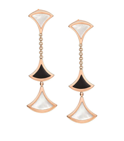 [Windsor Jewelry]DREAM EARRINGS 3 MOTIFS ONYX MOP PINK GOLD