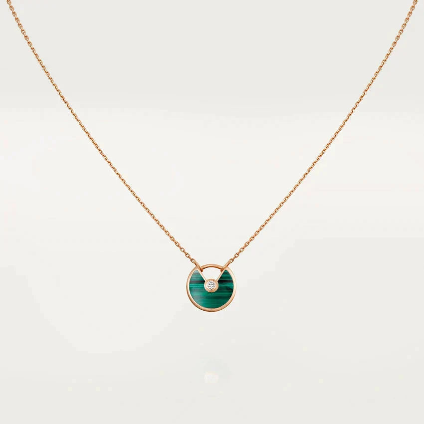 [Windsor Jewelry]AMULETTE ROSE GOLD MALACHITE NECKLACE