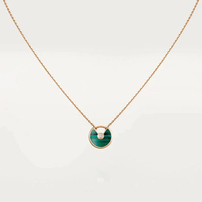 [Windsor Jewelry]AMULETTE ROSE GOLD MALACHITE NECKLACE