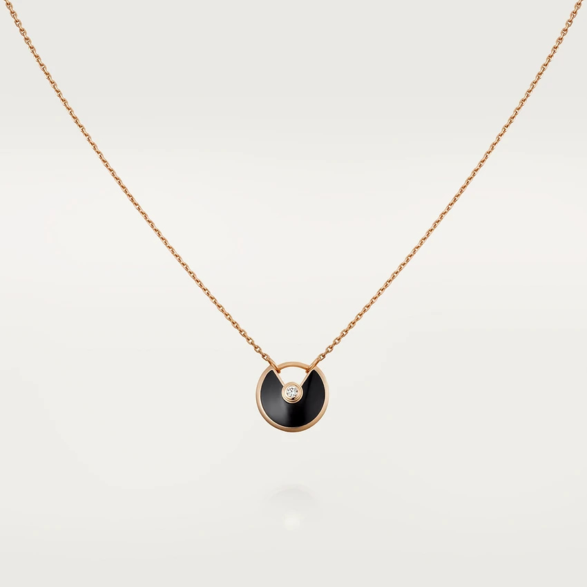[Windsor Jewelry]AMULETTE ROSE GOLD ONYX NECKLACE