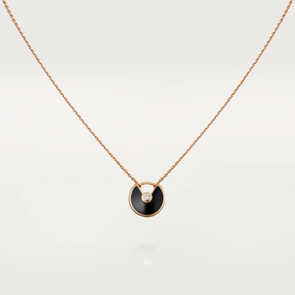 [Windsor Jewelry]AMULETTE ROSE GOLD ONYX NECKLACE