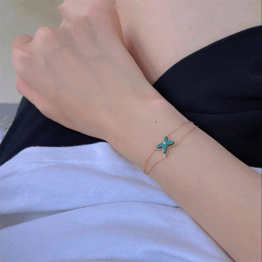 [Windsor Jewelry]JEUX BRACELET MALACHITE PINK GOLD 1 DIAMOND