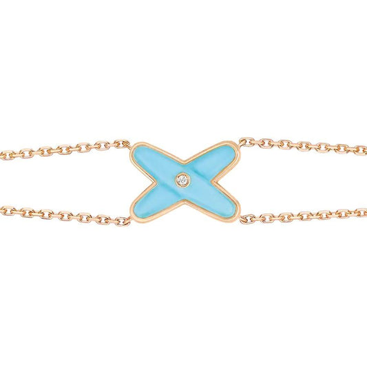[Windsor Jewelry]JEUX BRACELET TURQUOISE PINK GOLD 1 DIAMOND
