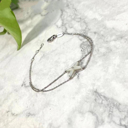 [Windsor Jewelry]JEUX BRACELET WHITE MOP SILVER 1 DIAMOND
