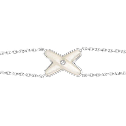 [Windsor Jewelry]JEUX BRACELET WHITE MOP SILVER 1 DIAMOND