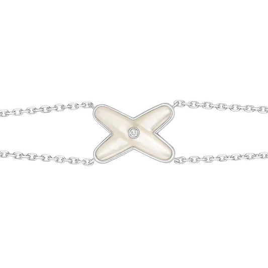 [Windsor Jewelry]JEUX BRACELET WHITE MOP SILVER 1 DIAMOND